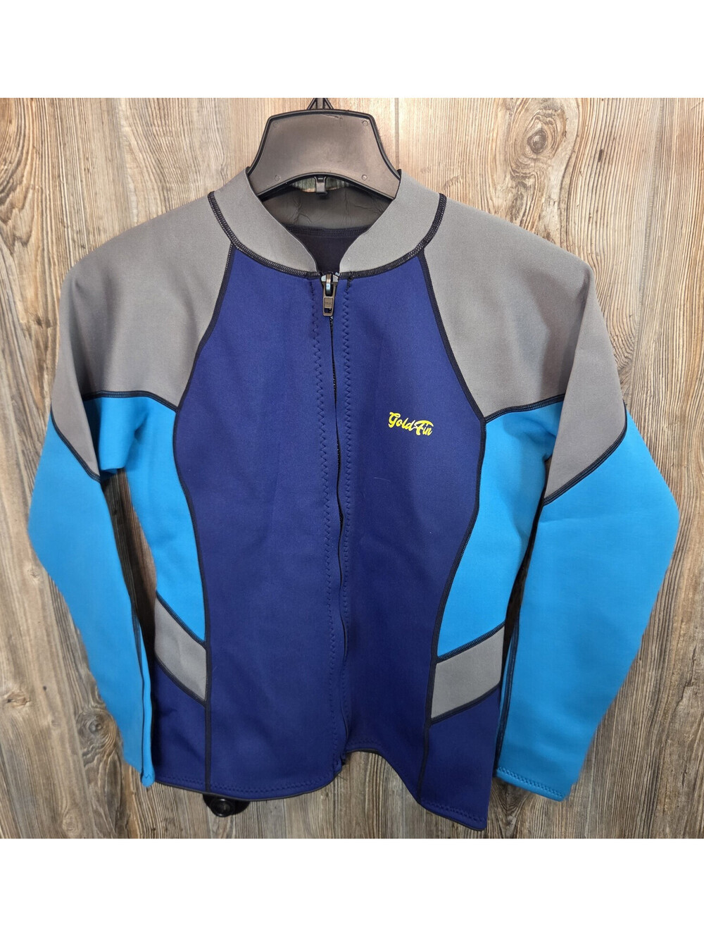 GoldFin Wetsuit Top Sz 3XL Jacket Neoprene Long Sleeve Front Full Zip Teal/Gray